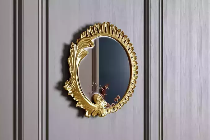 Ornate Round Baroque Mirror