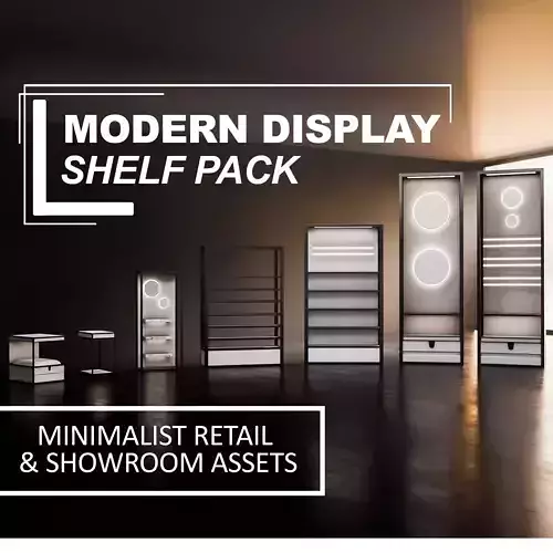 Modern Display Shelf Pack - Minimalist Retail Showroom Assets Low-poly 3D model