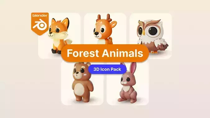 Chibi Forest Animals - 3D Icon Pack