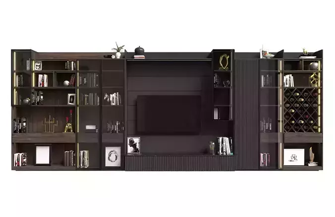 Modern Luxury TV Wall Unit 3D Model