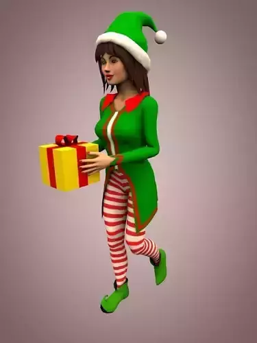 Christmas female Low-poly 3D model