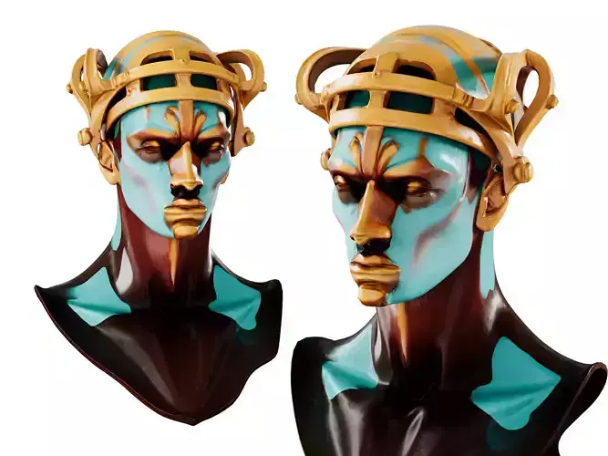 Abstract Metallic Character Bust