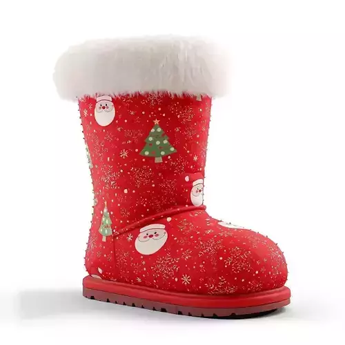 Christmas Pattern Boot 3D Model Festive Holiday Footwear