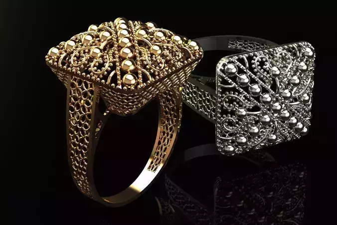 339 Ornate Pavilion Ring 3gm