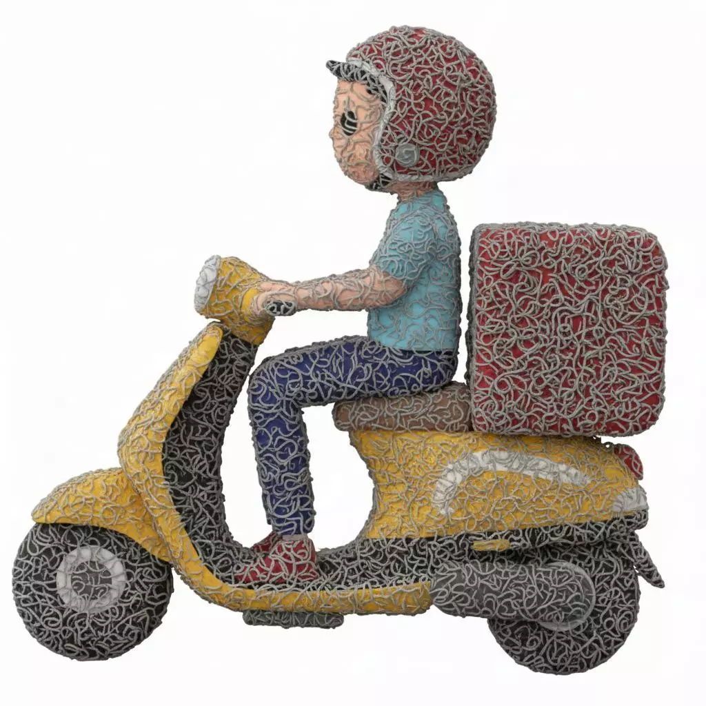 Delivery Man on Vespa 3D Model 3D print model