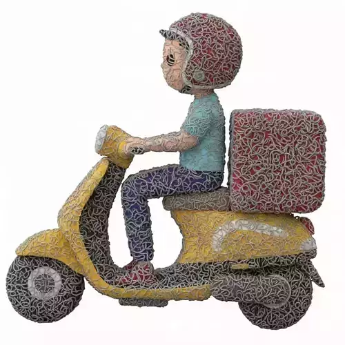 Delivery Man on Vespa 3D Model