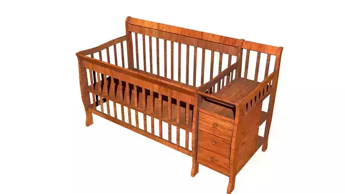 Wooden Baby Crib with Side Shelf  Baby Bed 