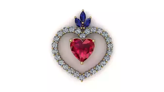 Oceans Heart Amulet Pendant jewelry 3D model - for  Her