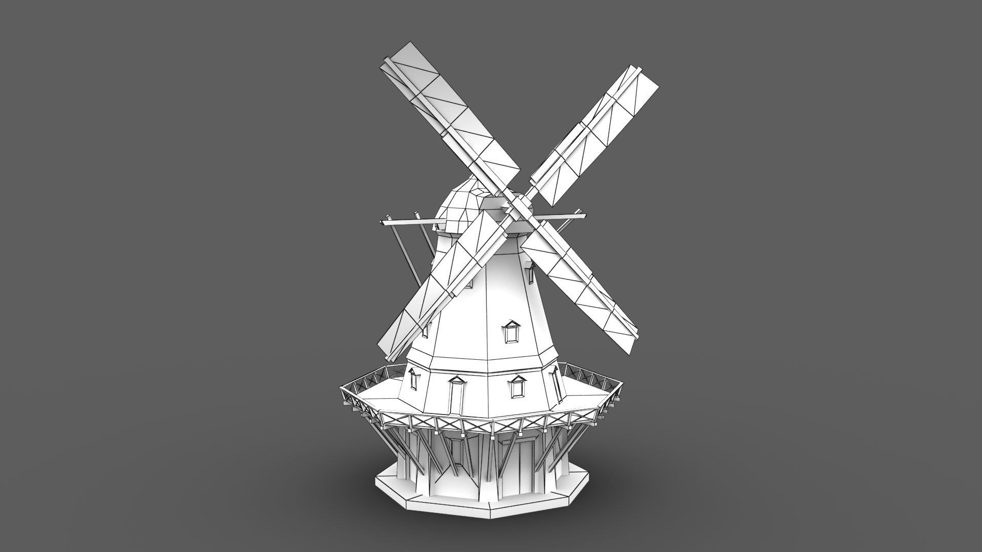 Copenhagen Windmill Low-poly 3D model_6