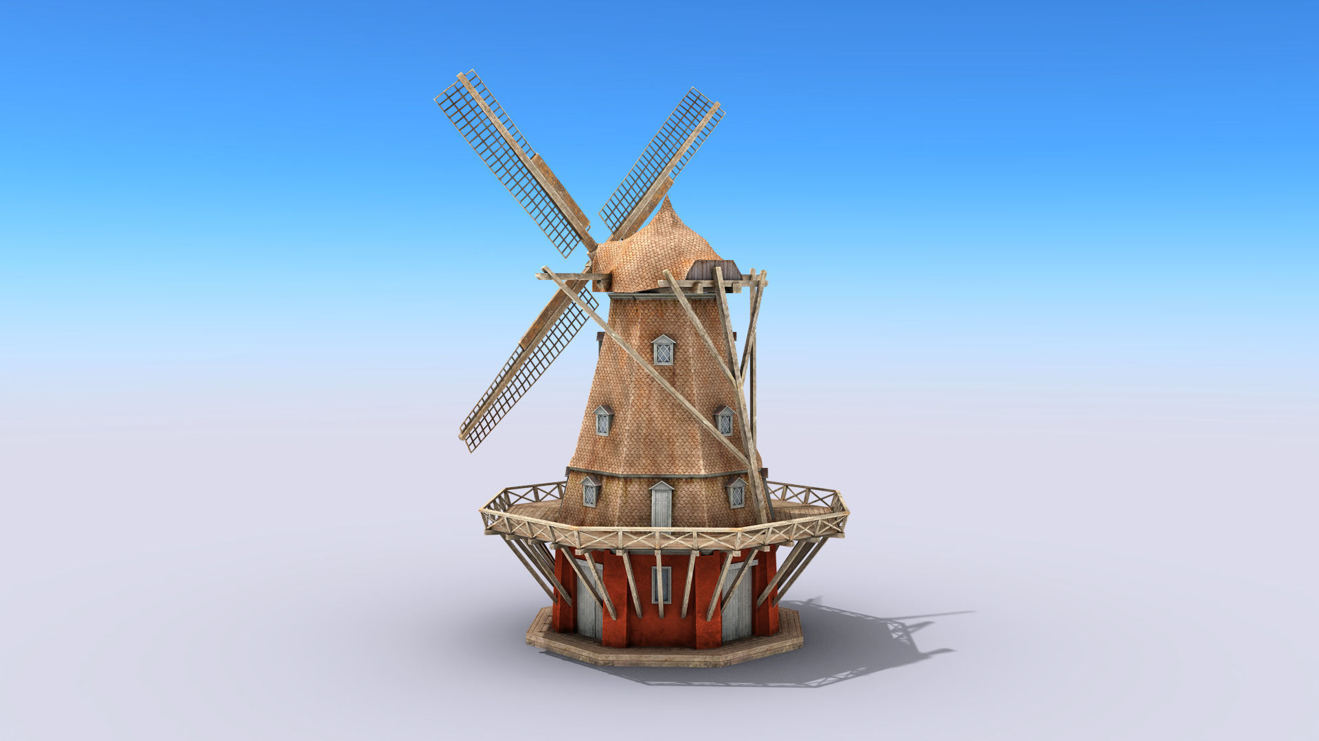 Copenhagen Windmill Low-poly 3D model_4