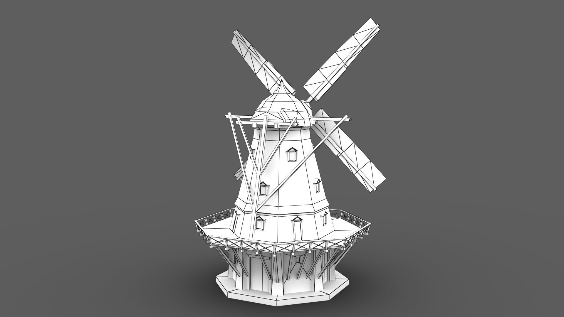 Copenhagen Windmill Low-poly 3D model_8