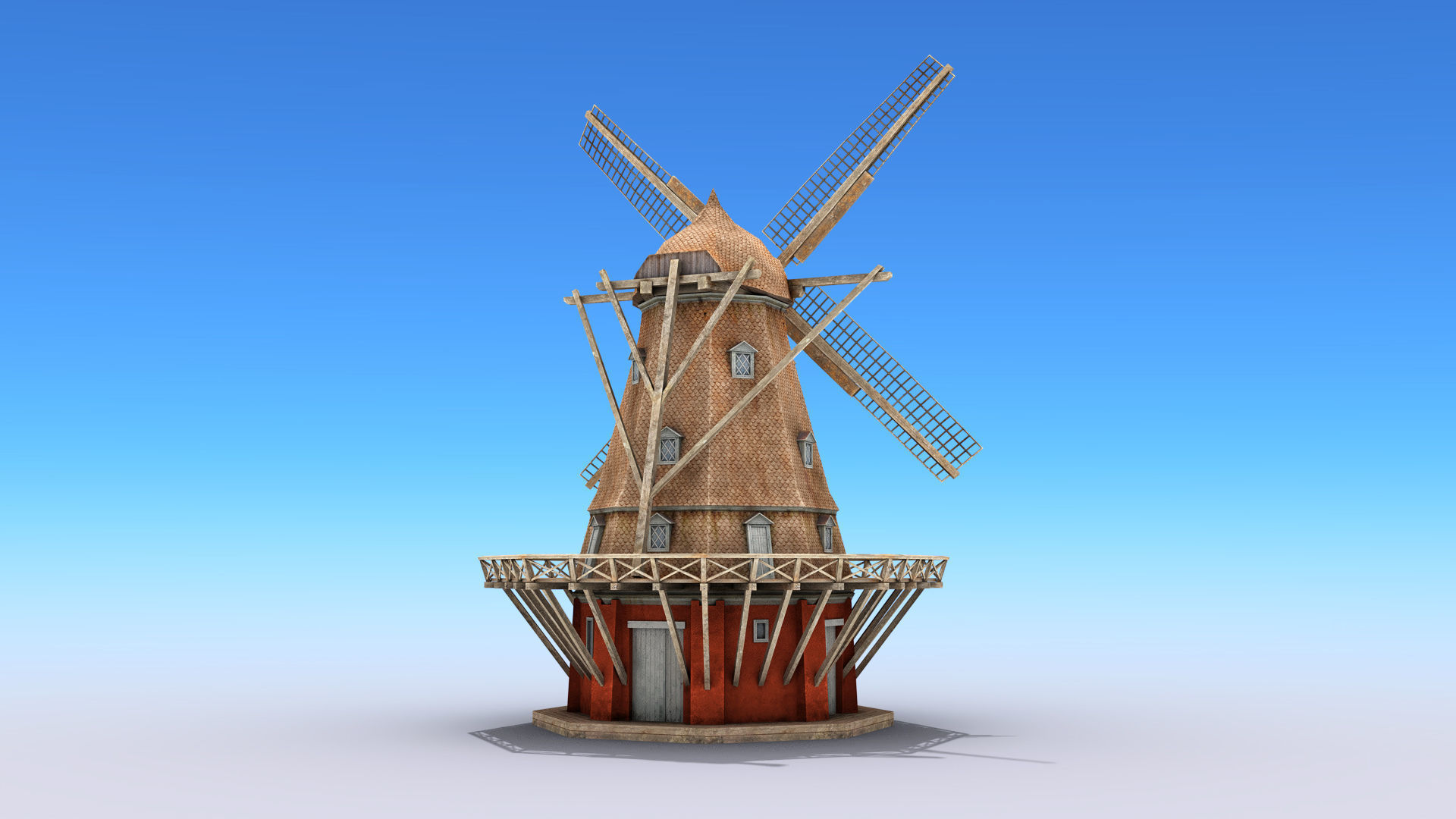 Copenhagen Windmill Low-poly 3D model_5