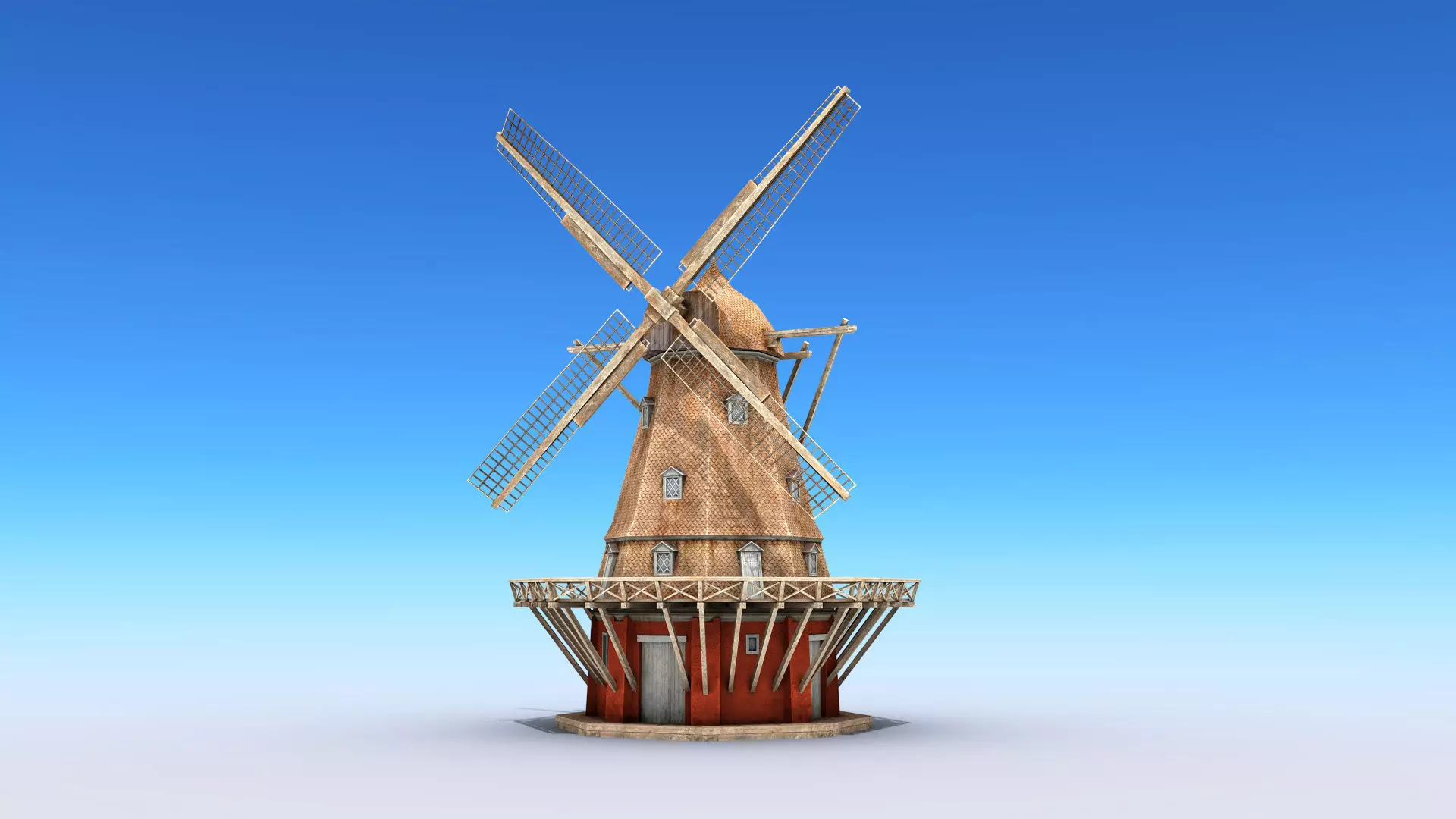 Copenhagen Windmill Low-poly 3D model_0