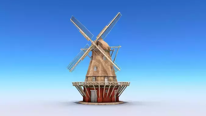 Copenhagen Windmill Low-poly 3D model