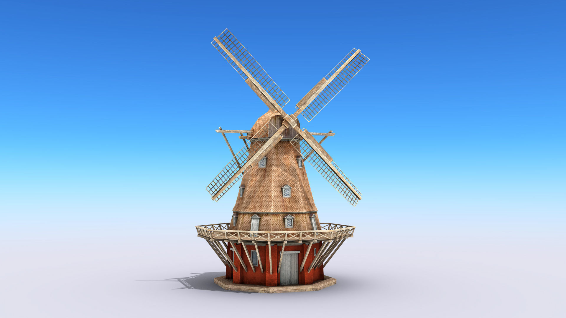 Copenhagen Windmill Low-poly 3D model_1