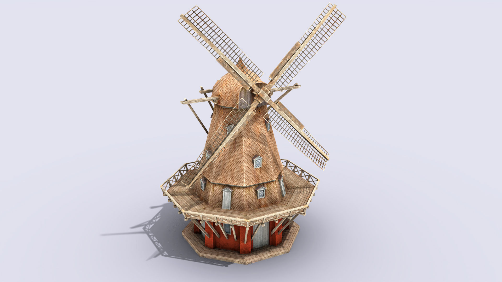 Copenhagen Windmill Low-poly 3D model_3