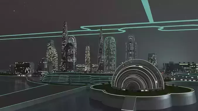 Futuristic City Day and Night Edition 3D model 4