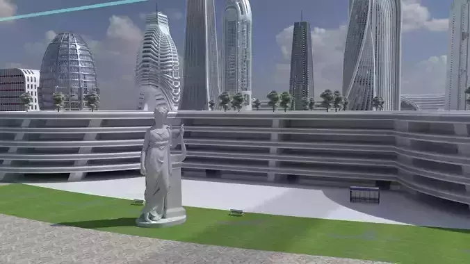 Futuristic City Day and Night Edition 3D model 5