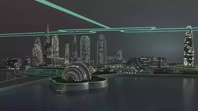 Futuristic City Day and Night Edition 3D model 2