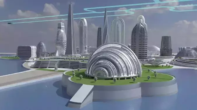 Futuristic City Day and Night Edition 3D model 3