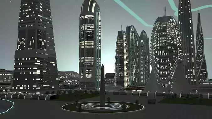 Futuristic City Day and Night Edition 3D model 7