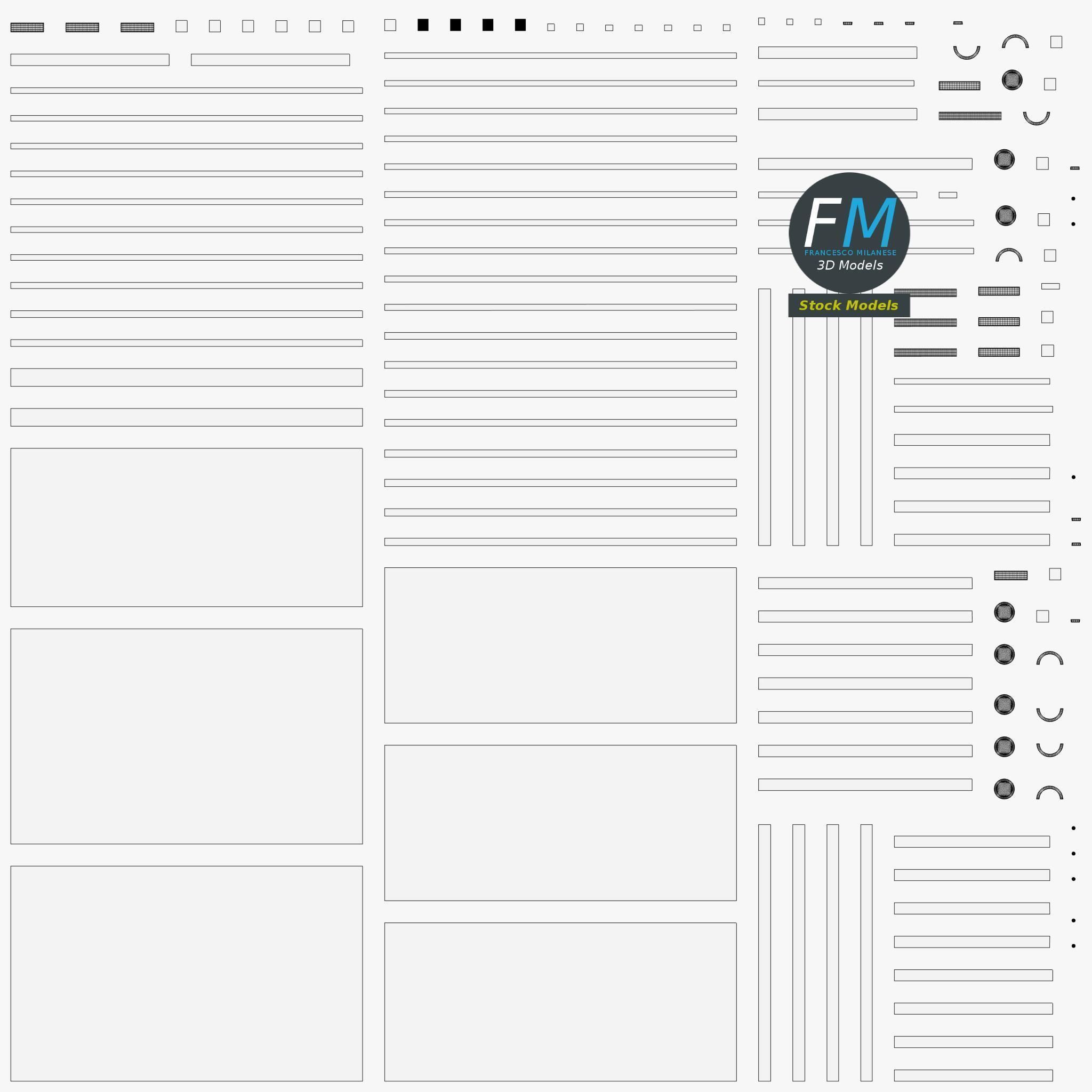 Trolley 1 desk with two shelves 3D model_11