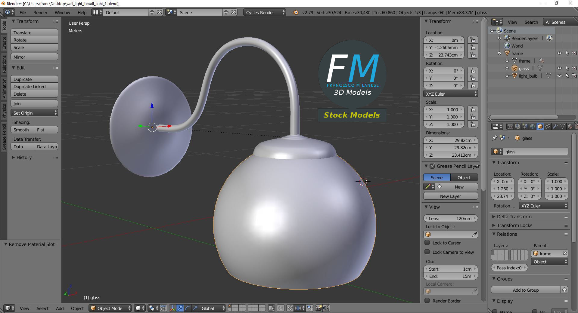 Wall light 1 3D model_9