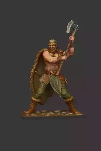Viking Warrior with Axe STL File 3D Printable Miniature