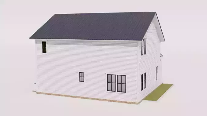 Farmhouse Style House Low-poly 3D model 5