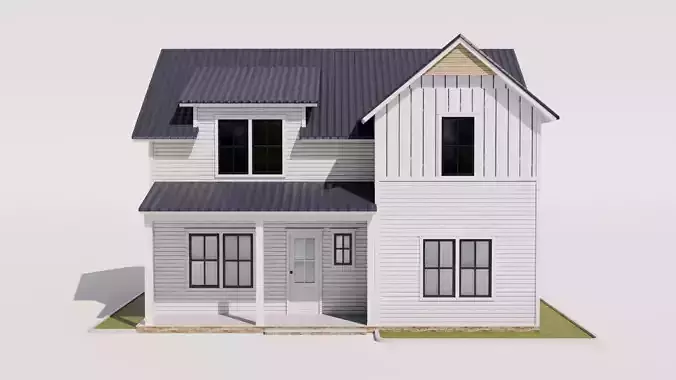 Farmhouse Style House Low-poly 3D model 4