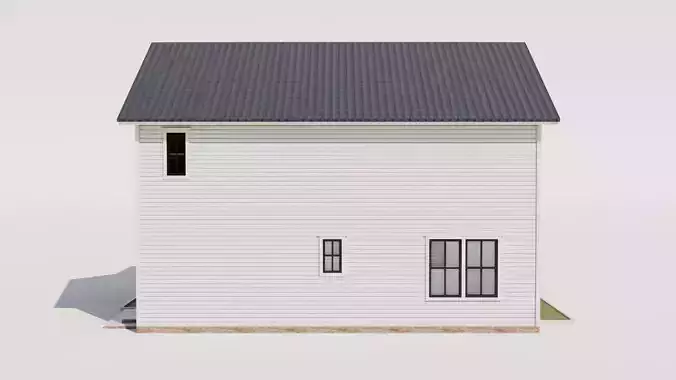 Farmhouse Style House Low-poly 3D model 7