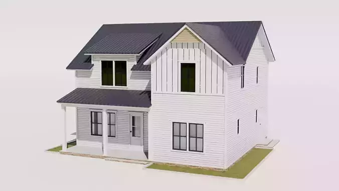 Farmhouse Style House Low-poly 3D model 3