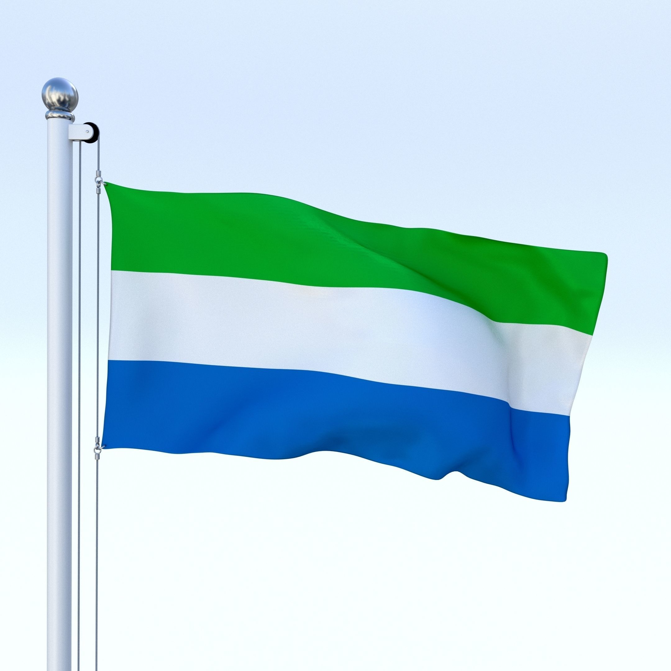 Animated Sierra Leone Flag Low-poly 3D model_26