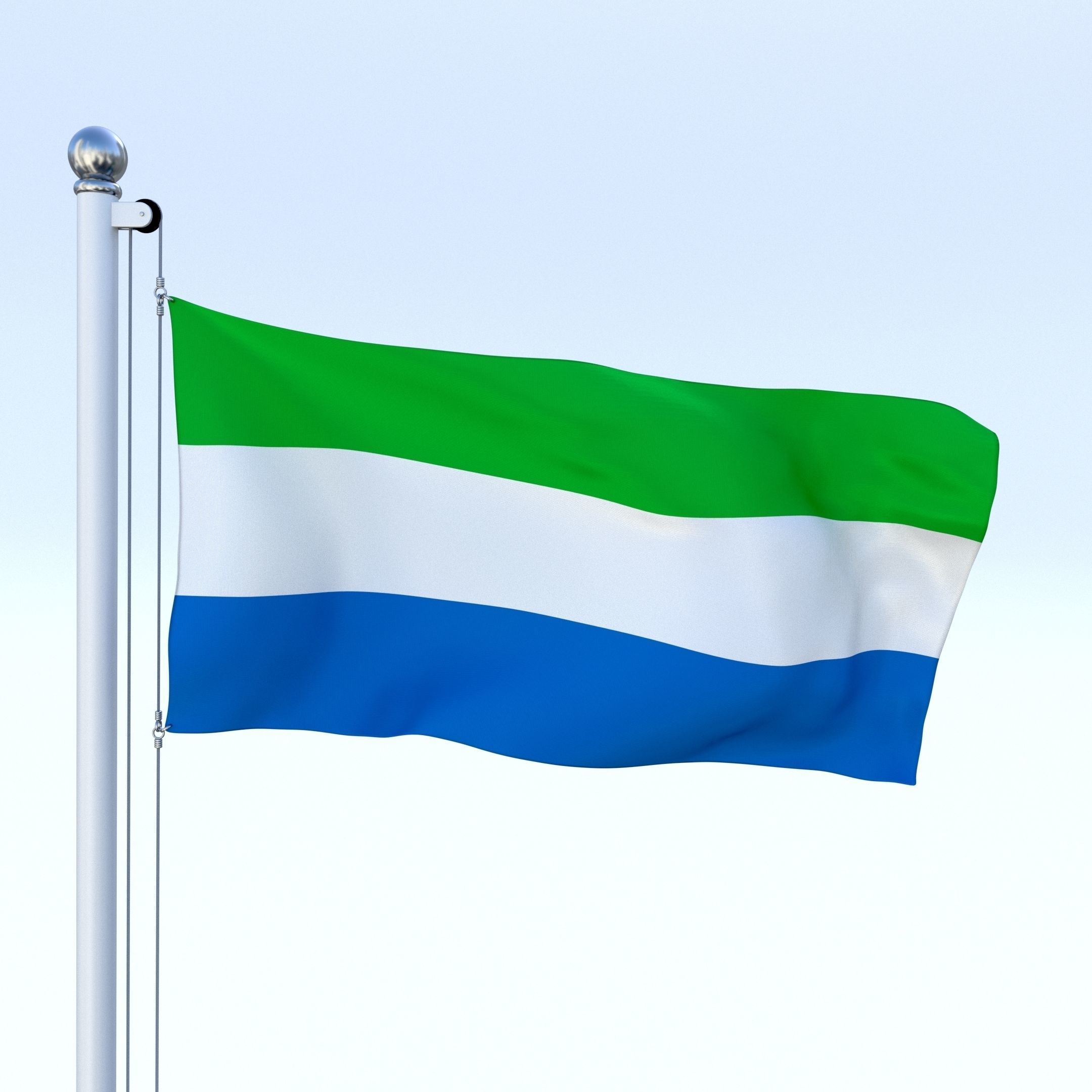 Animated Sierra Leone Flag Low-poly 3D model_3