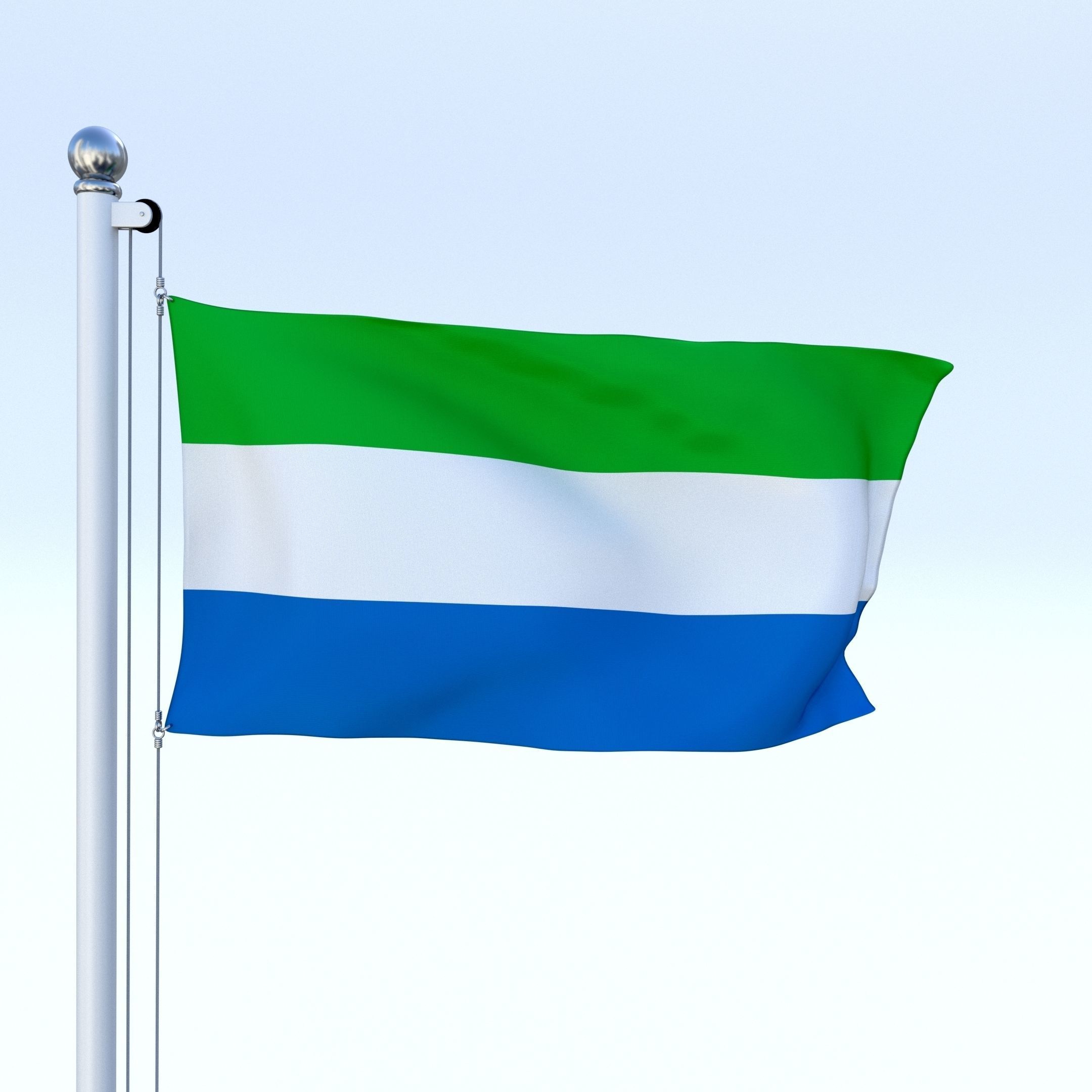 Animated Sierra Leone Flag Low-poly 3D model_1