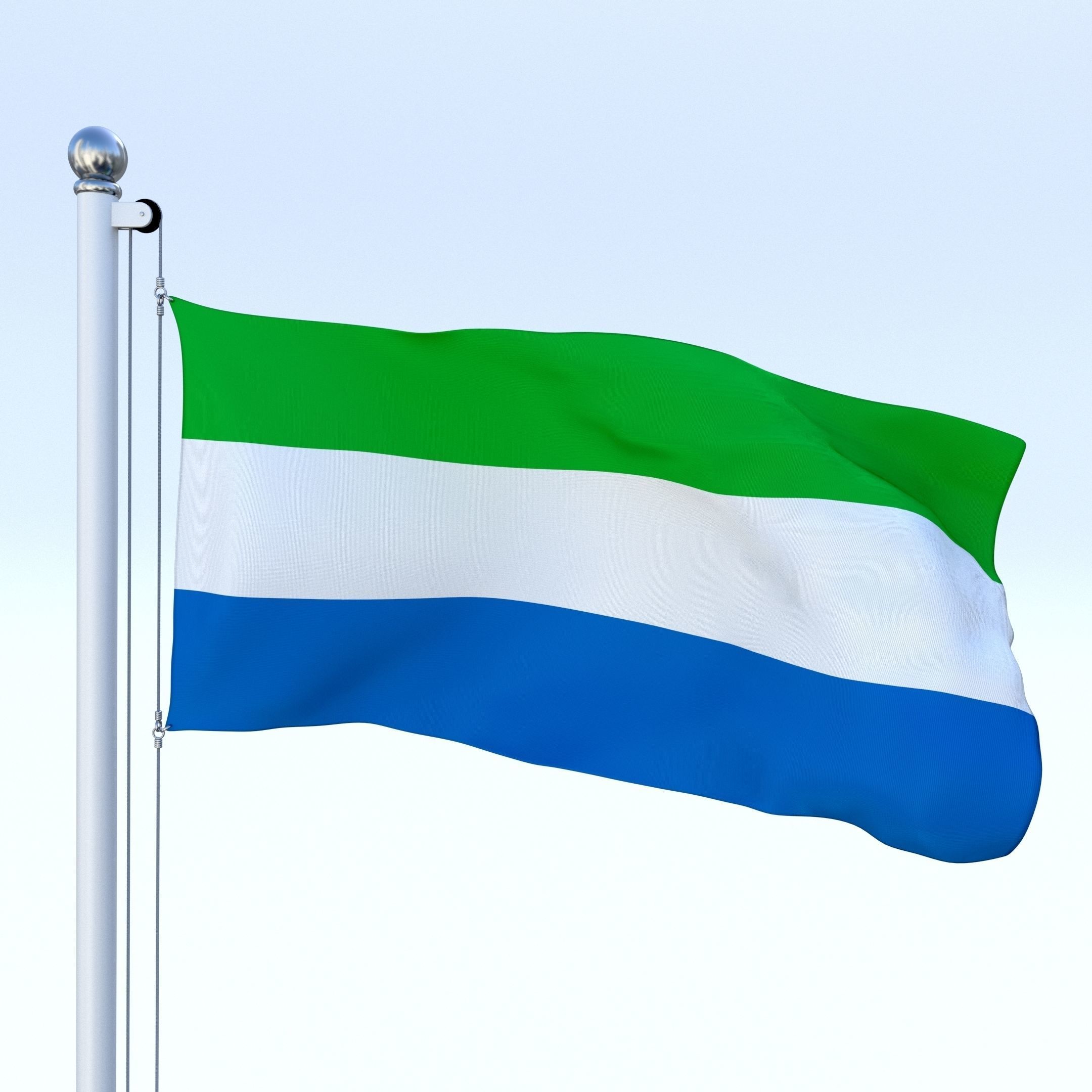 Animated Sierra Leone Flag Low-poly 3D model_6