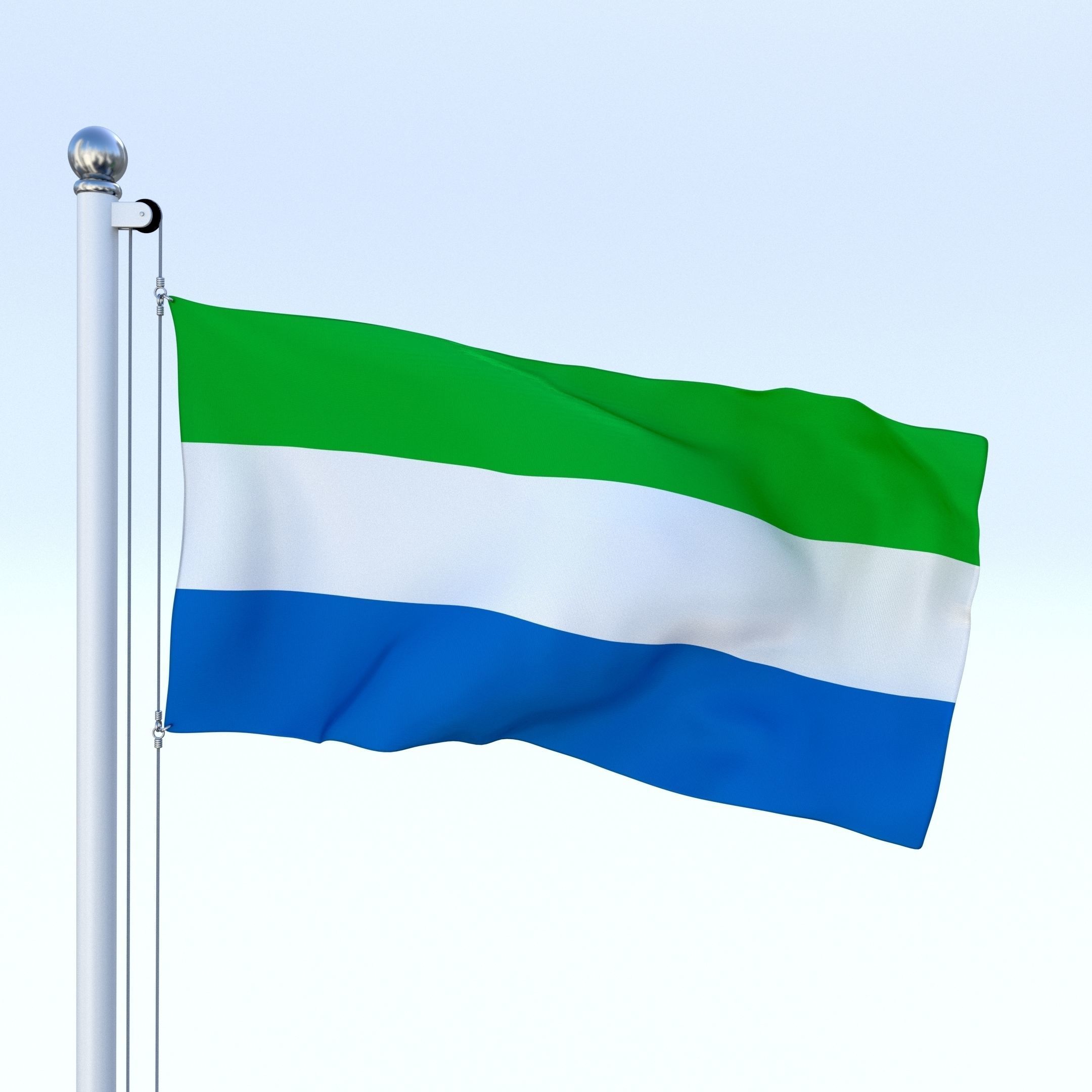 Animated Sierra Leone Flag Low-poly 3D model_5