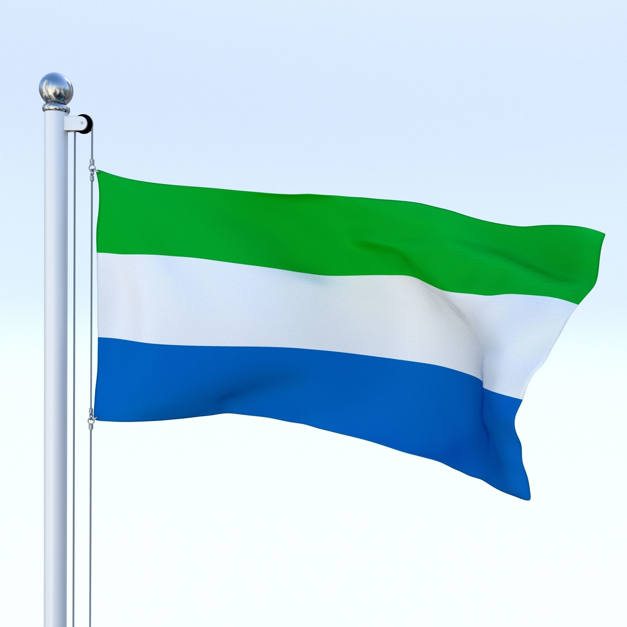 Animated Sierra Leone Flag Low-poly 3D model_4