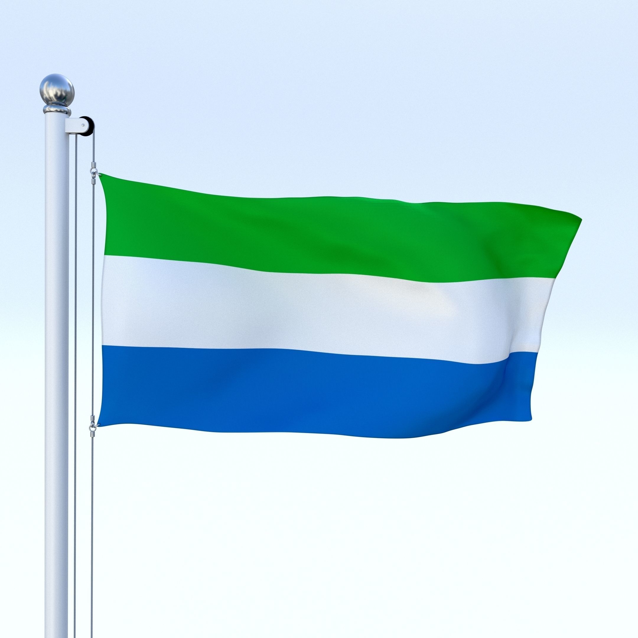 Animated Sierra Leone Flag Low-poly 3D model_12