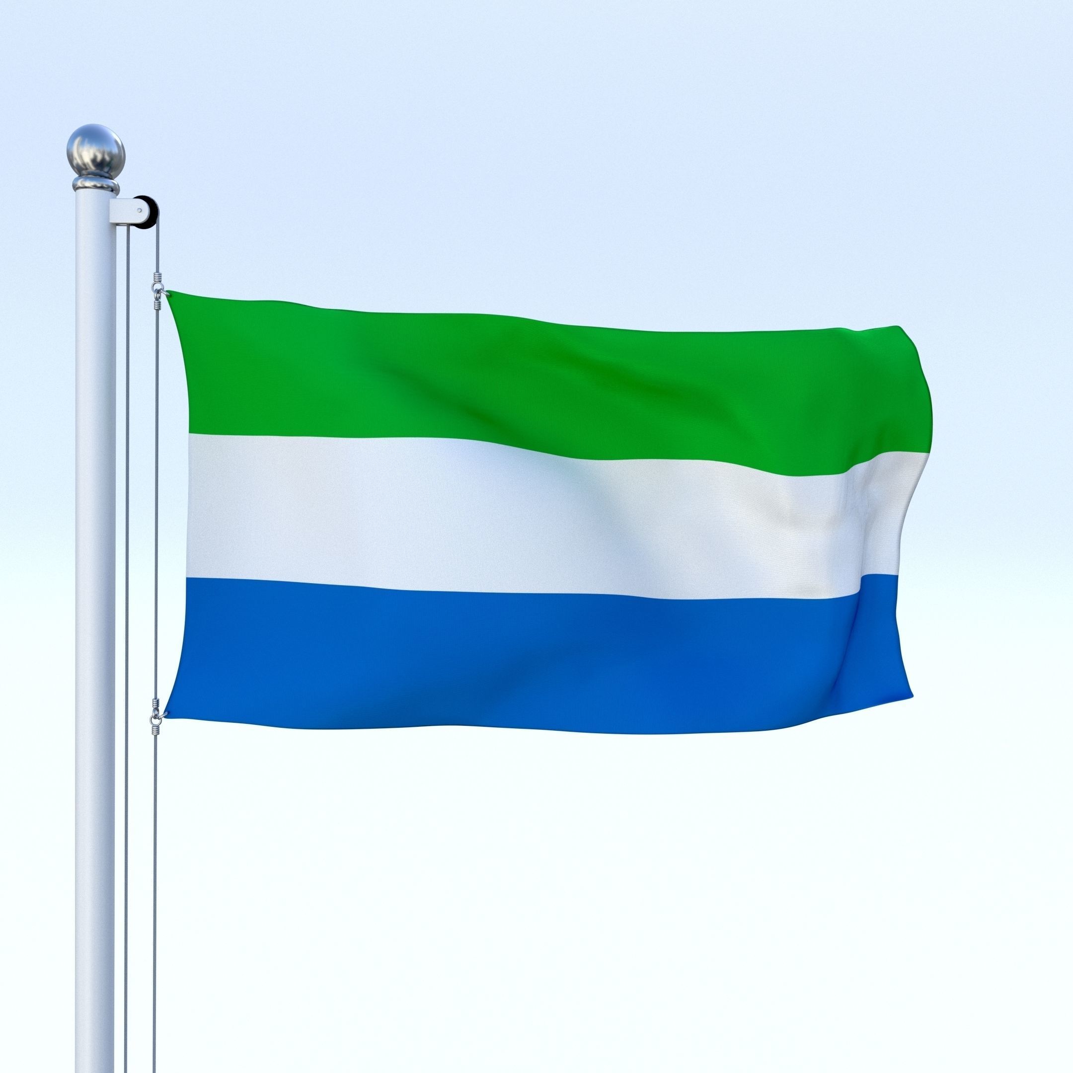 Animated Sierra Leone Flag Low-poly 3D model_11