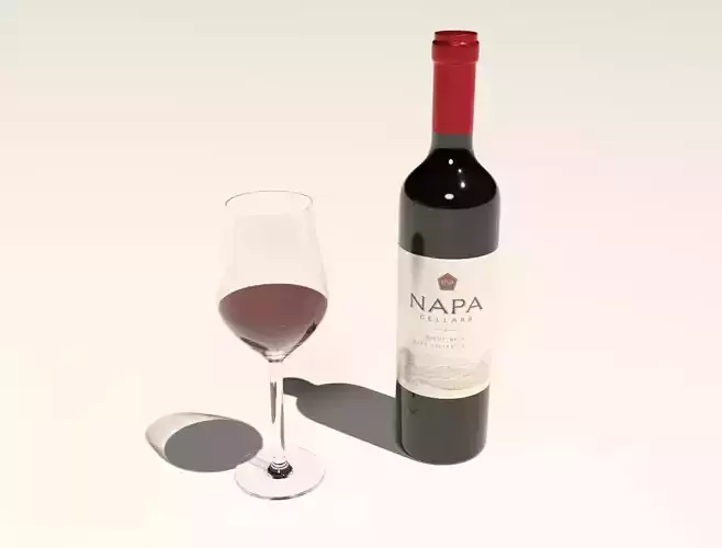 Wine bottle and glass