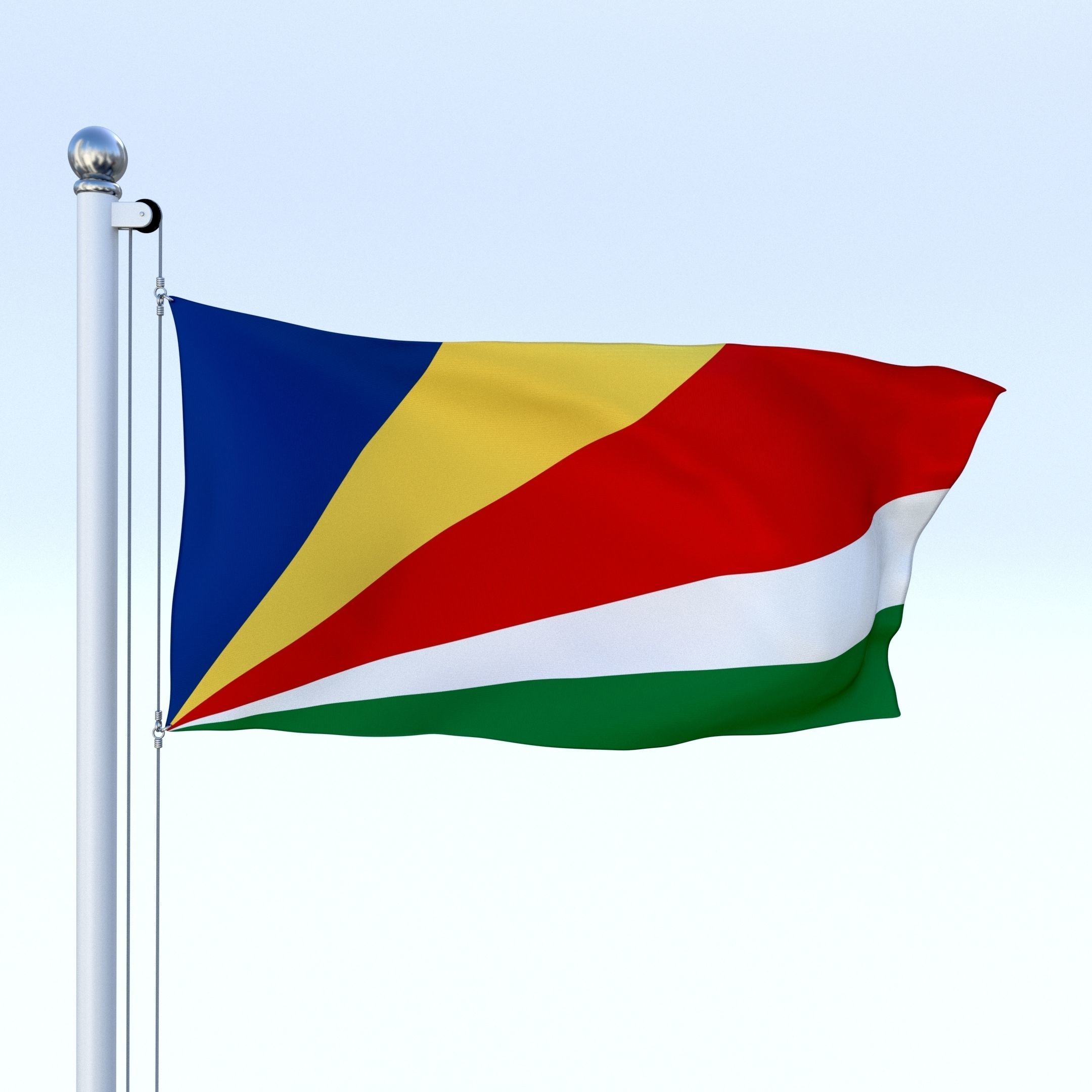 Animated Seychelles Flag Low-poly 3D model_6