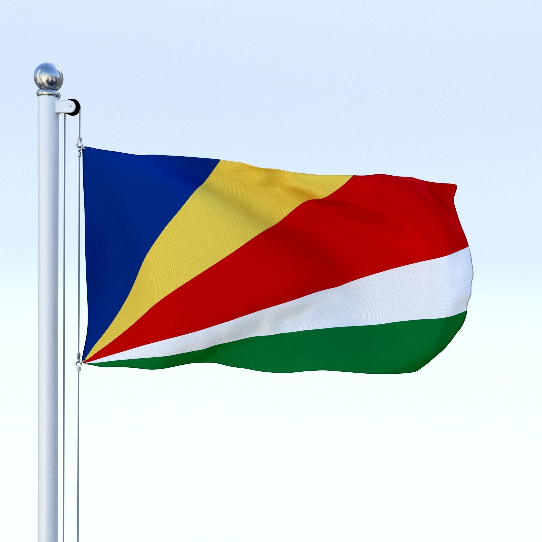 Animated Seychelles Flag Low-poly 3D model_18