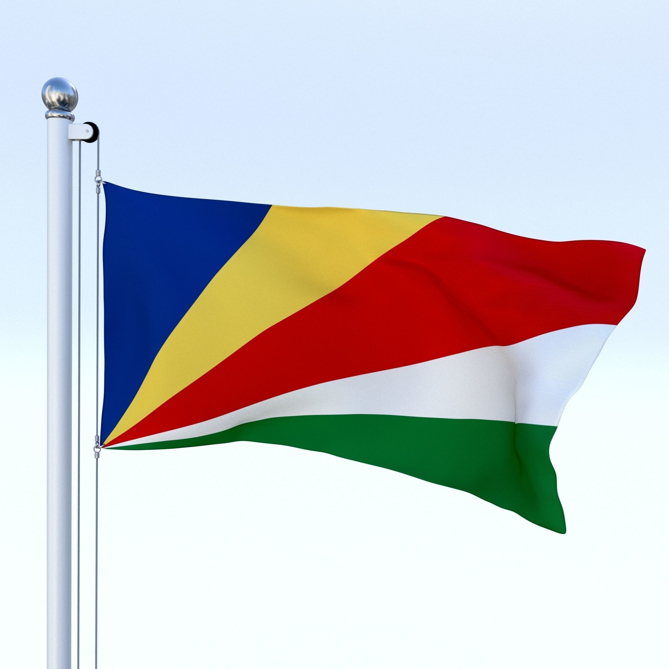 Animated Seychelles Flag Low-poly 3D model_22