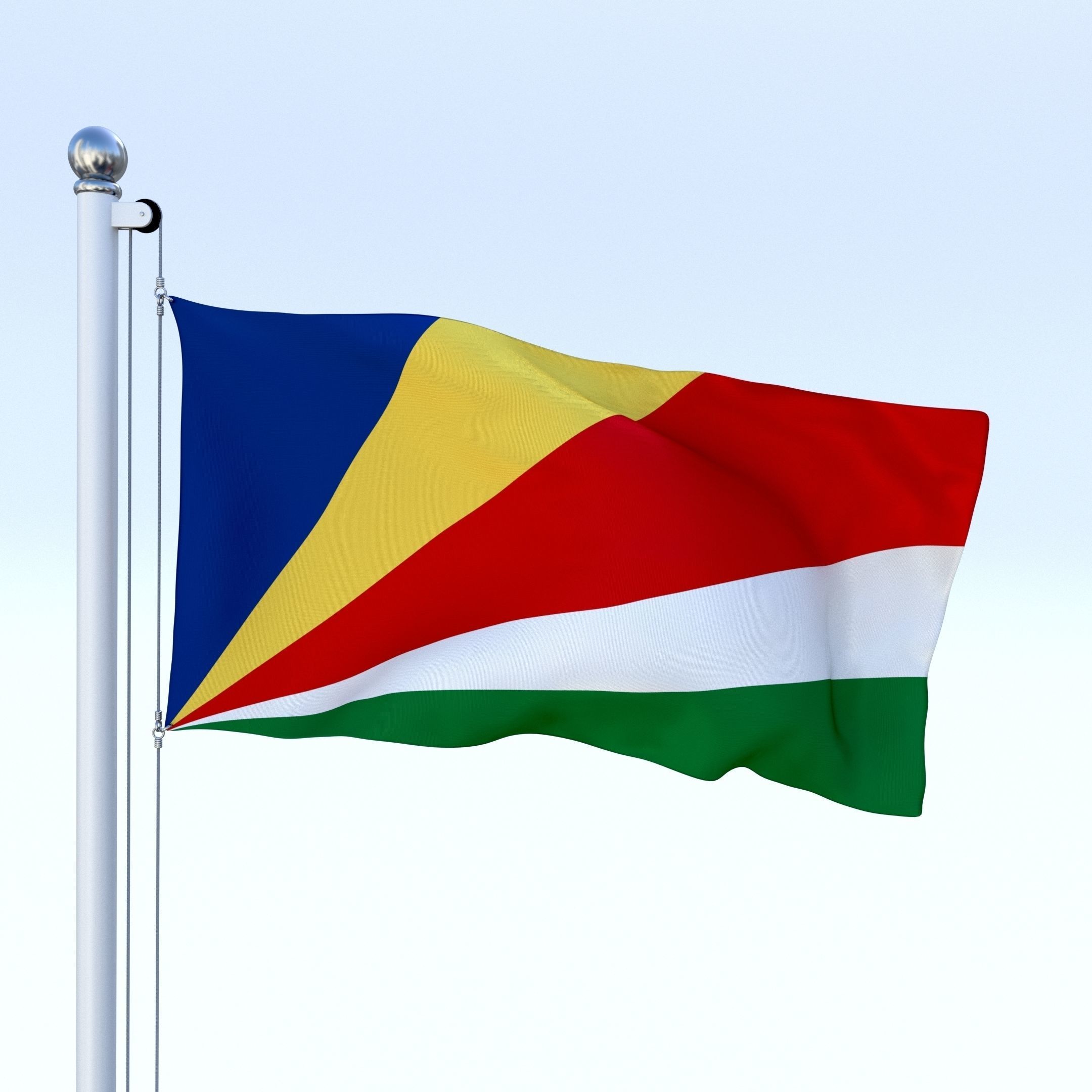 Animated Seychelles Flag Low-poly 3D model_26