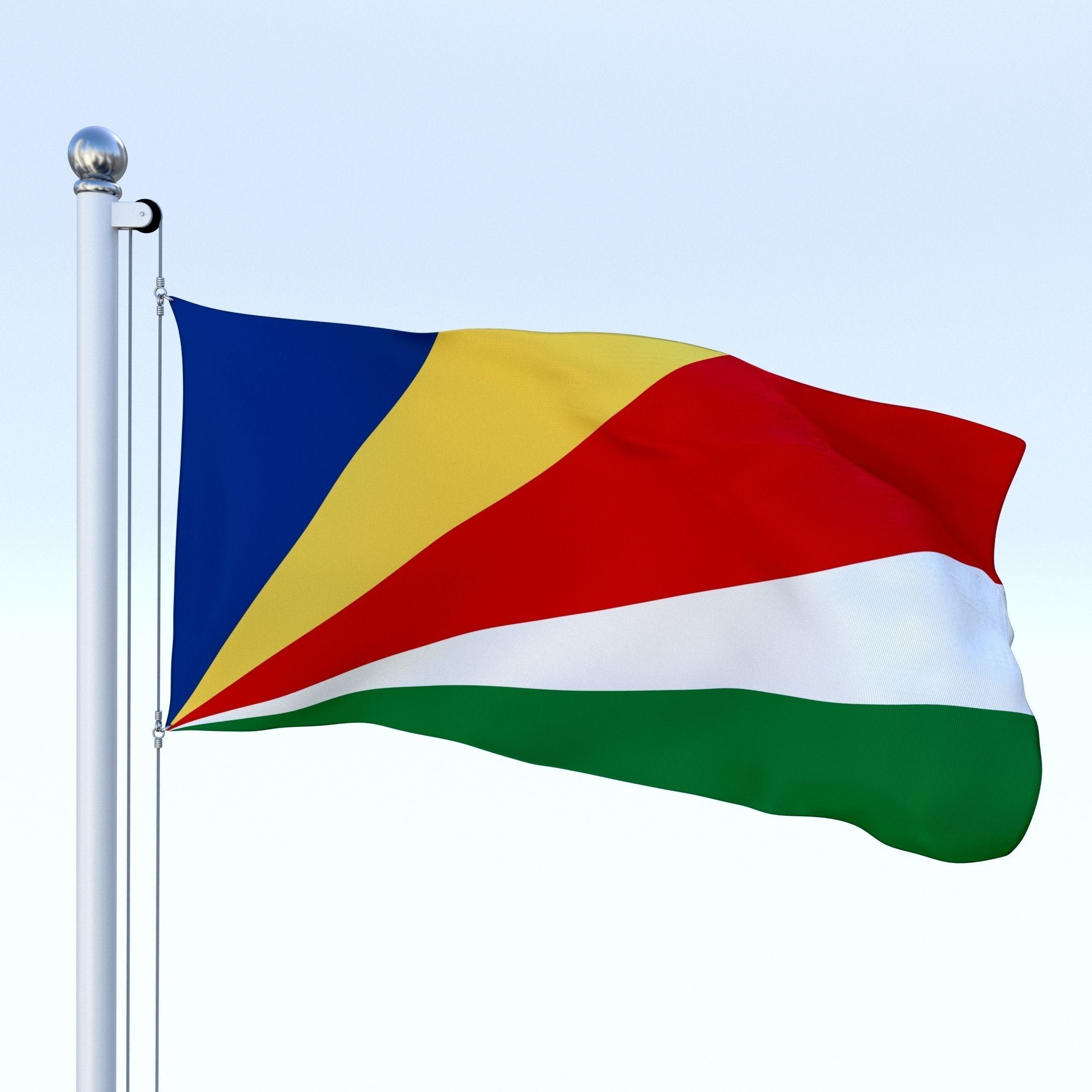 Animated Seychelles Flag Low-poly 3D model_14