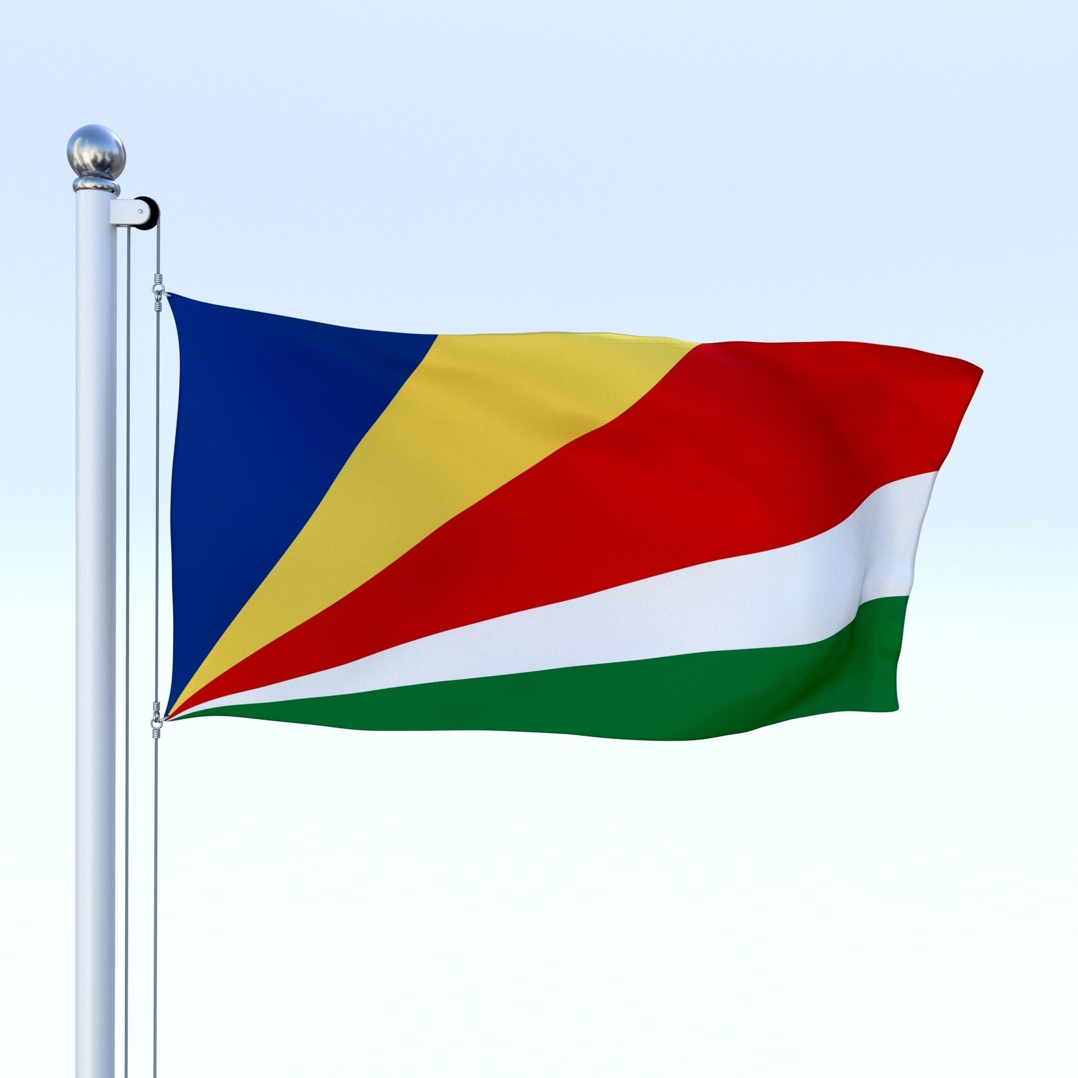 Animated Seychelles Flag Low-poly 3D model_25