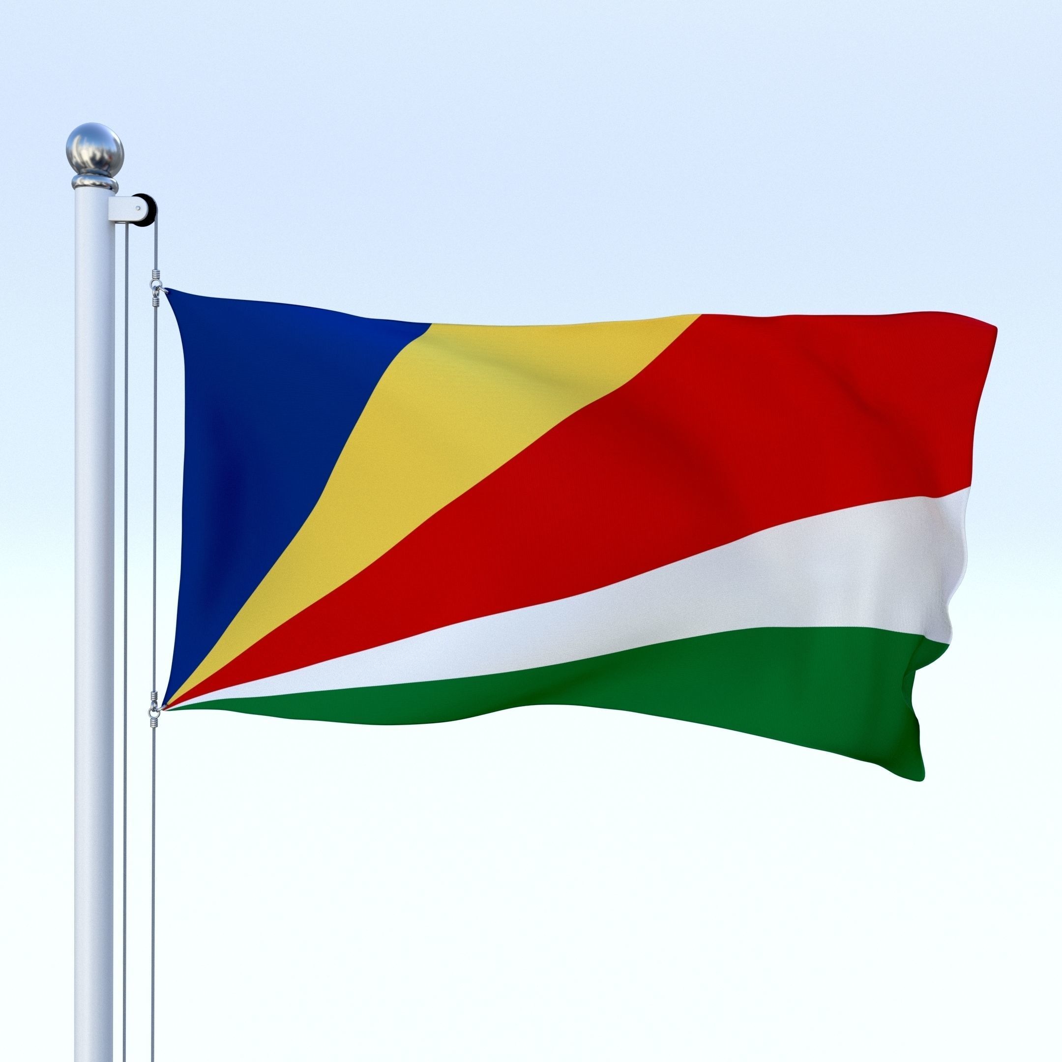 Animated Seychelles Flag Low-poly 3D model_19