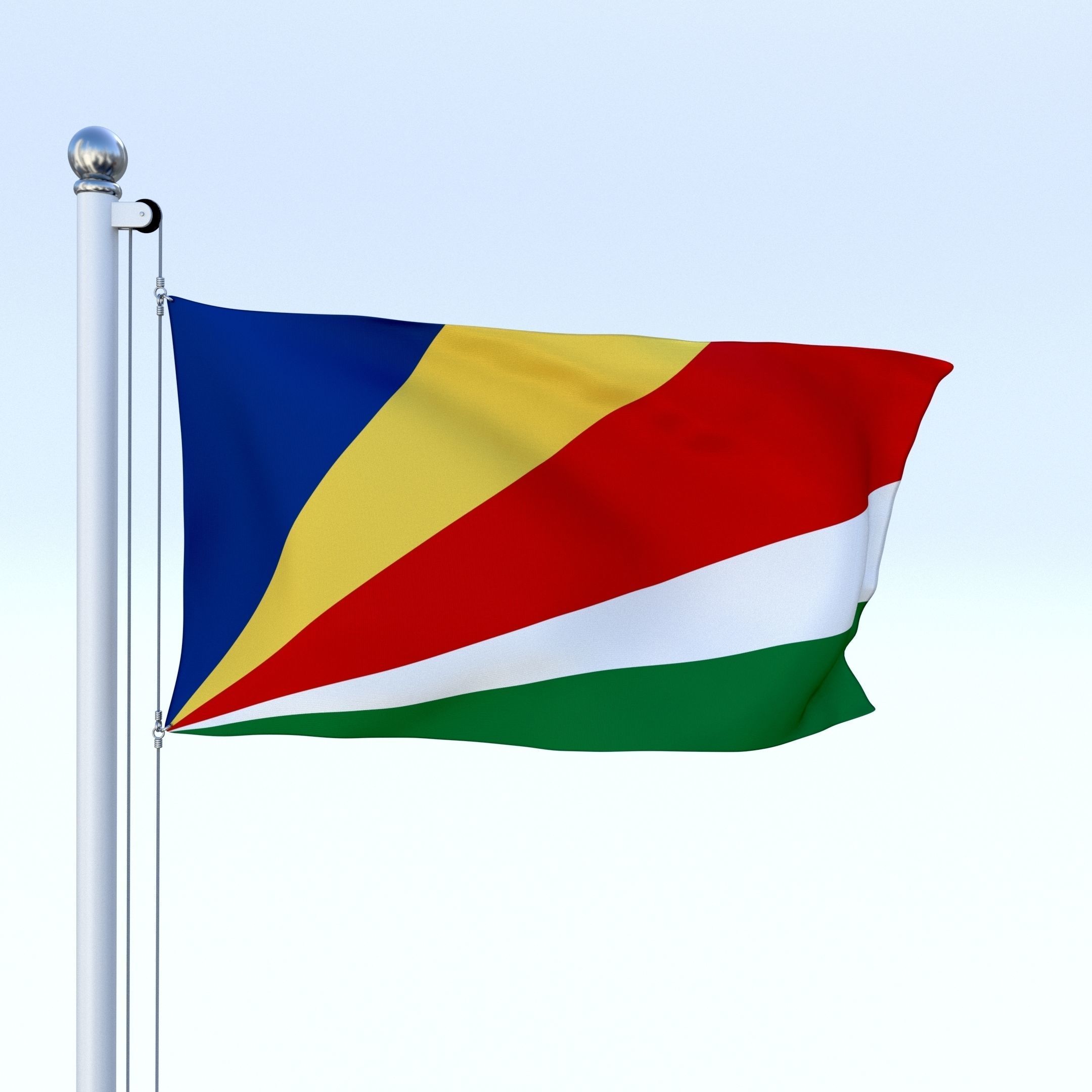 Animated Seychelles Flag Low-poly 3D model_4