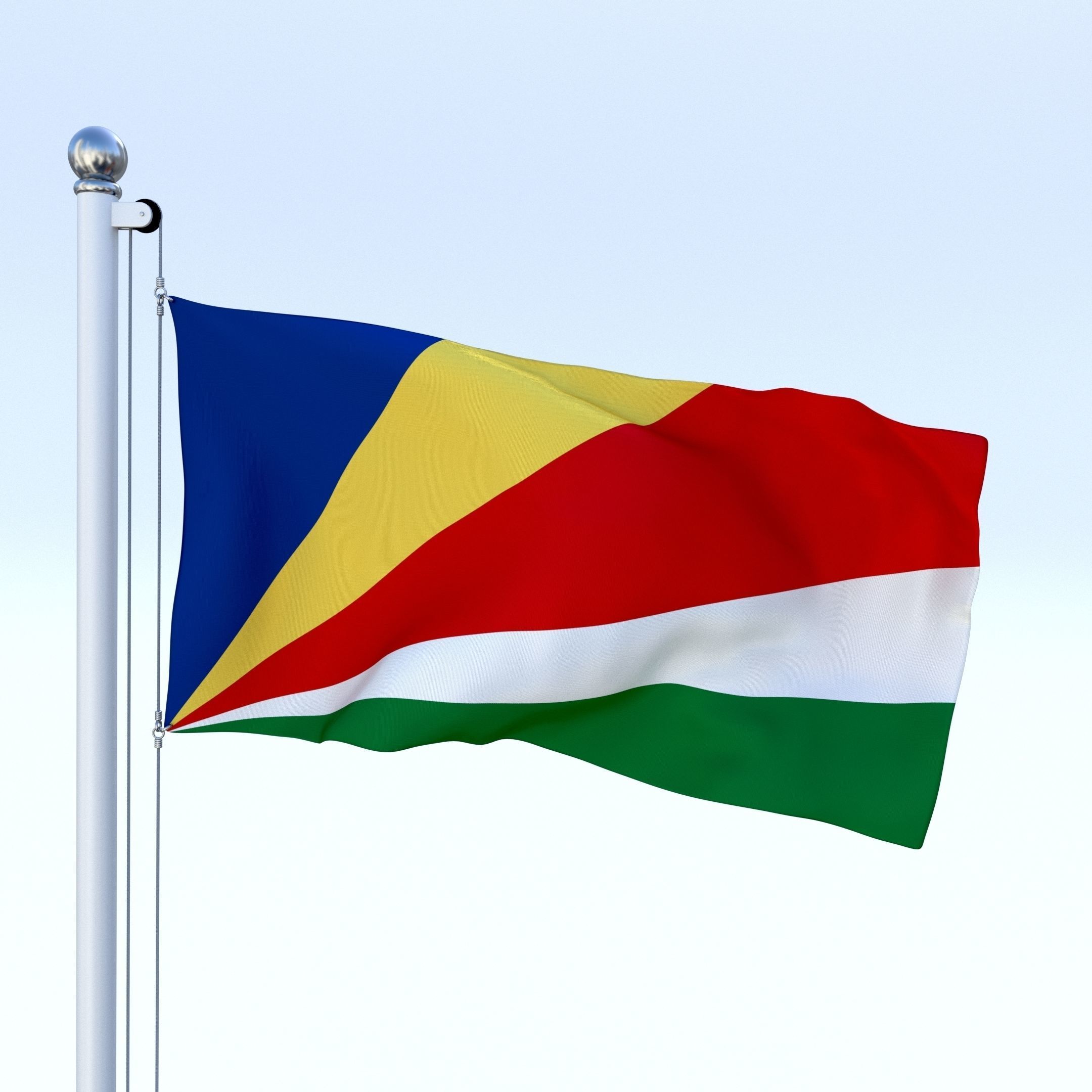Animated Seychelles Flag Low-poly 3D model_1
